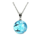 New Creative White Clouds Blue Sky Birds Glass Ball Pendant Necklace Terrarium