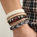 Man European Hot Retro Multilevel Cowhide Handmade Woven Bracelet