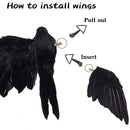 2-Pack Realistic Crows Extra Large Handmade Black Feathered Crow for Hallow D2L3