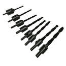8 Pcs High Speed Steel Countersink Drill Bit Set Woodworking Chamfer Reamer