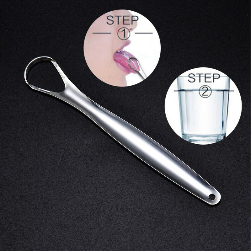 Stainless Steel Tongue Scraper Cleaning Bad Breath Sweeper Oral Fresher Hygiene