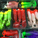 17Pcs Soft Fishing Lures Lead Jig Head Hook Grub Worm Artificial Bait Lure  B2T8
