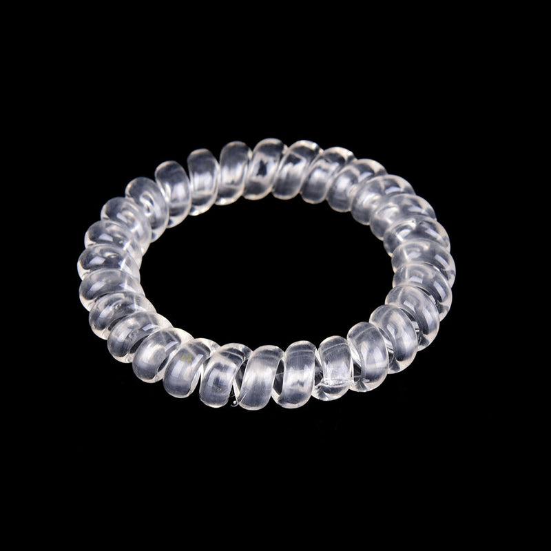 5X Lady Girl Clear Elastic Rubber Hair Ties Spiral Rubber Rope HairbandME