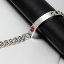 Unisex Stainless Steel Chain  Alert ID Cuff Bracelet Bangle Wristband