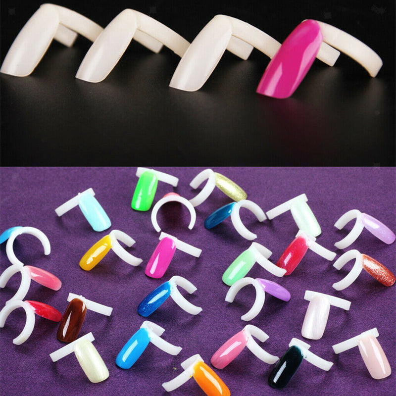 Pack Of 50 Nail Art Polish Pops Color Practice Display Stand Rings Tips Tool