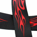 Red Flame Print Guitar Adjustable Strap Buckle Black + Red