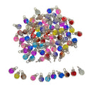 50x Crackle Glass Bead Charms Floral Gems Pendants For Jewelry Making DIY