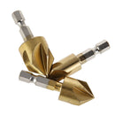 3pcs 5 Flutes HSS 1/4 Inch Hex Shank Chamfer Cutter 12/16/19mm Countersink