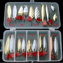 21Pcs/set Fishing Spoon Lure Treble Hook Spinner Baits 2.5/4/5/6/6.5/7/8/10g