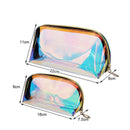 2Pcs Multifunctional Makeup Bag Iridescent Holographic Clear Cosmetic Bag L J6H3