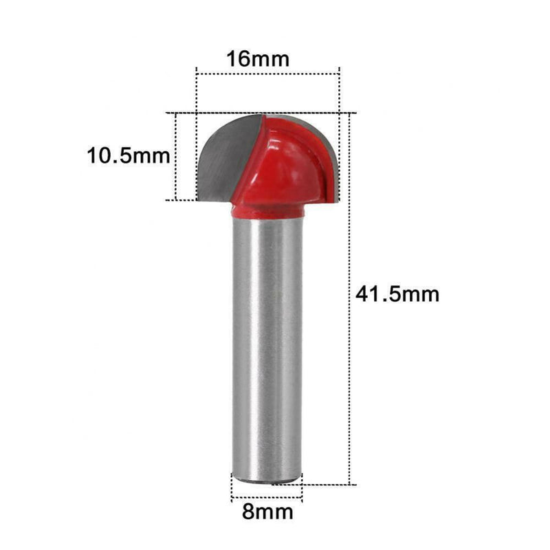 2Pcs 8mm Shank 3/8 and 5/8 Cutting Dia Woodworking Round Nose Cove Core Box