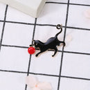 New Enamel Black Cat Playing Ball Brooch Collar Pins Animal Corsage Jewelry  OZ