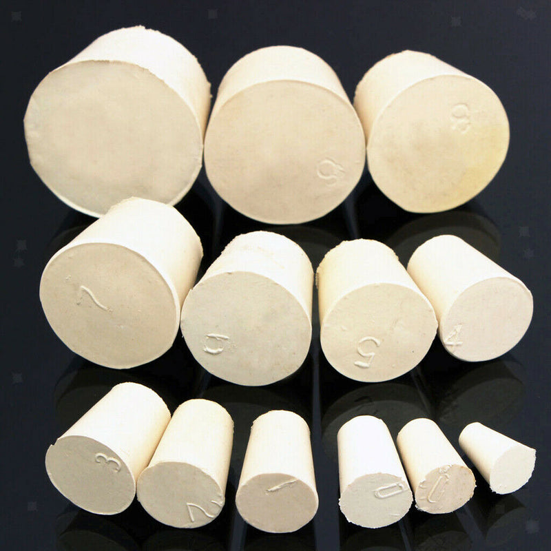 10 PCS Laboratory Solid Rubber Plug Stoppers Bungs Flask Tapered Tube Plugs
