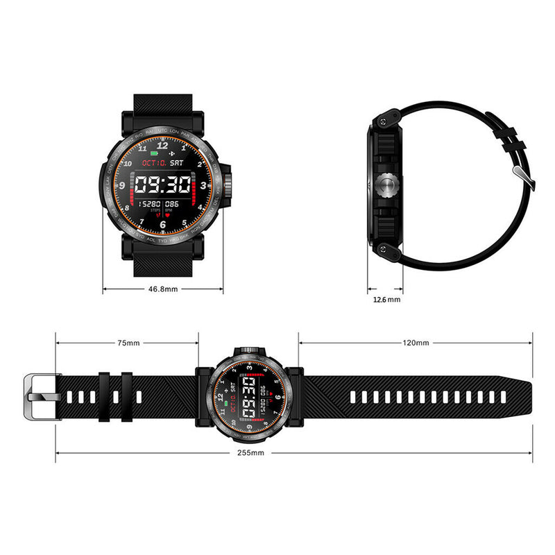 Smart Watch for Android Mens Heart Rate Blood Pressure Monitor Black+Grey