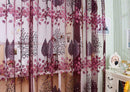 Window Floral Leaf Voile Jacquard Drape Curtain Sheer Valance Dark Purple