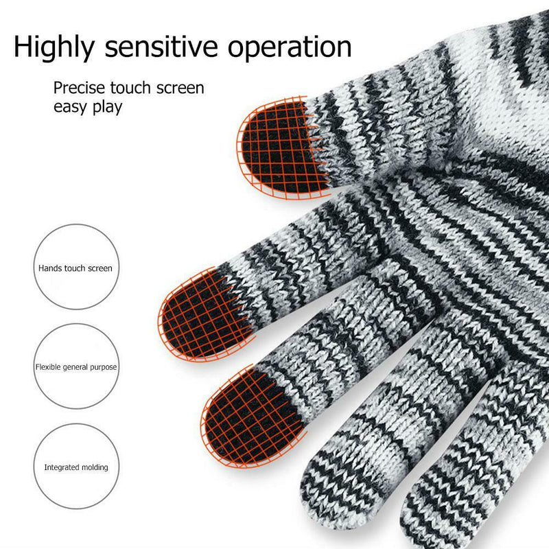 Men Women Winter Plush Touch Screen Thicken Warm Elastic Knitted Gloves