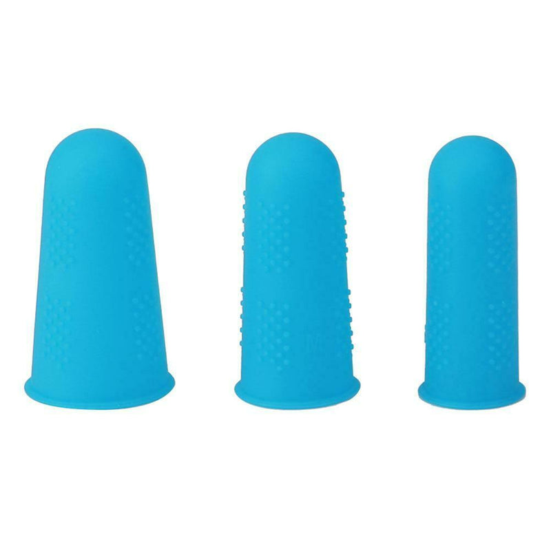Anti-slip Hot Glue Gun Finger Caps Silicone Finger Cover Sleeve (Blue 3pcs)