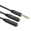 6.35 mm Male to 2 6.35 mm Female Adapter Cable Y Splitter Stereo Audio Cord