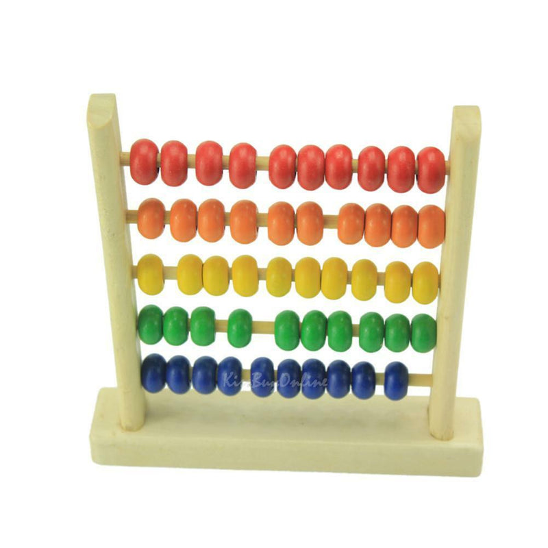 Small Wooden Abacus Colorful Beads Counting Kid Maths Learning Educational Toys