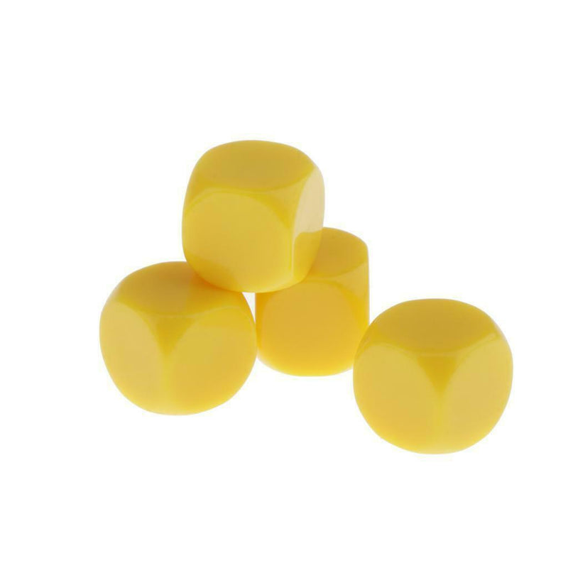 50pcs Round Edge Blank Dices D6 Six Sided RPG Gaming Dice Gift Yellow