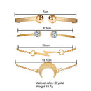 4pcs Creative Open Cuff Bangles Metal Moon Bracelet for Women Jewelry Gift