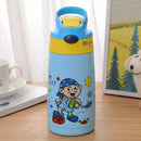 400ml Child Spill-Proof Sippy Vacuum Cup with Straw School Outdoor Sky Blue