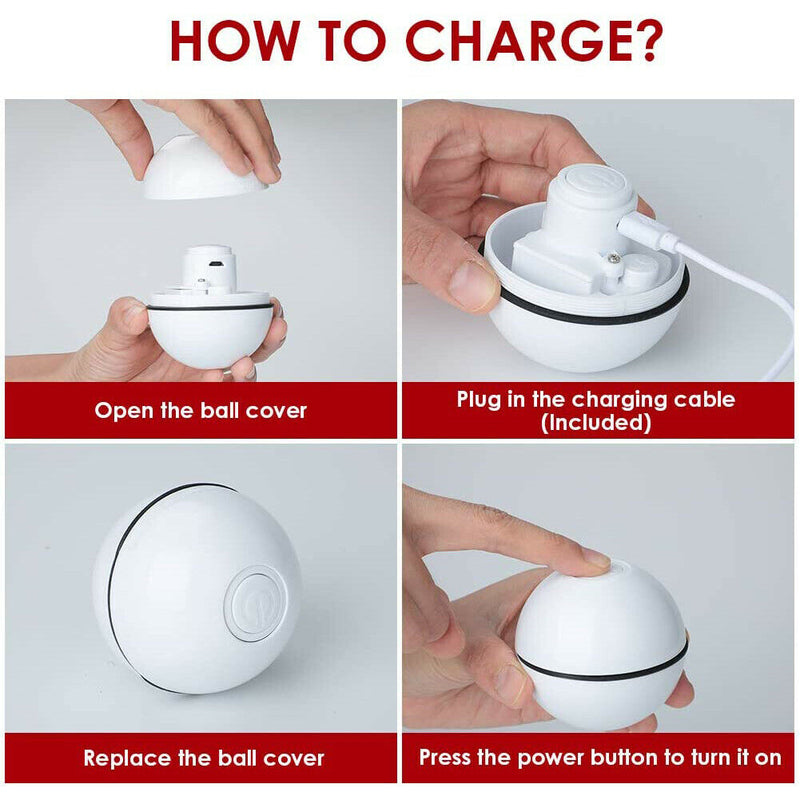 LED Glowing USB Automatic Ball Toys for Cat Pet Puppy Interactive Toys