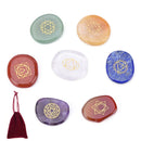 7PCS Engraved Spiritual chakra palm stone crystal reiki healing with one pouG!j