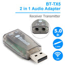 2 in 1 Wireless Bluetooth 5.0 Transmitter Receiver 3.5mm Jack AUX Audio Adapter