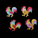 50pcs Cartoon Rooster Wooden Buttons 2-holes for Sewing Scrapbooking 32x30mm