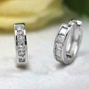 Unisex Stainless Steel Rhinestone Charm Hoop Earrings Quartet Simple Temper B6B3
