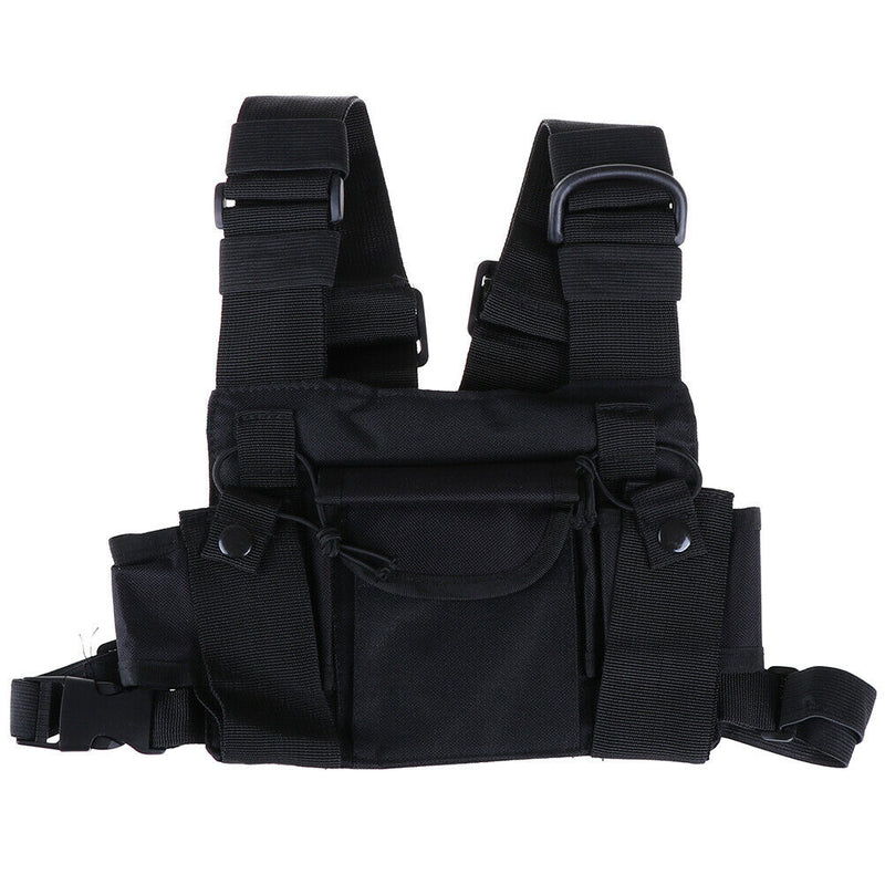 3 Pocket chest pack bag harness for walkie talkie radio BX