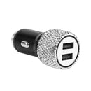 Dual USB Port Fast Charging Car Charger Safety Hammer Diamond Style (White) A