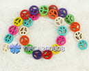 26Pcs Mixed Color Mini Peace Sign Spacer Charm Beads Turquoise 15mm Jewelry New