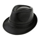 Unisex Retro Faux Leather Pork Pie Hat Classic Gentleman Flat Top Fedora Cap
