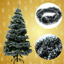 200cm Christmas Tinsel Garland Luscious Xmas Snow Tips Holly Dark Green&White^^