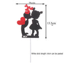 1X Cake Topper Black Boy & Girl with Red Heart Wedding Paper DIY Wedding PartyOZ