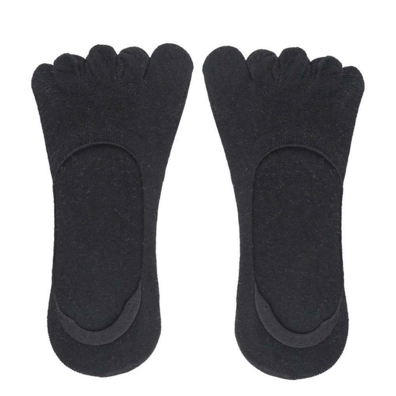 1 Pair Five Finger Toe Socks Elastic Solid Summer Boat Socks (Black) A