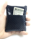 Men Women Leather Coin Card Key Wallet Pouch Carbon Fiber Mini Purse Zipper Bag