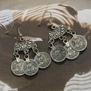 Bohemian Coin Hippie Tibetan Tribal Dangle Hook Earrings Coin Ear Stud JewelryJR