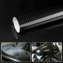 7D HIGH GLOSS Black Carbon Fiber Vinyl Wrap Free Air New Bubble Rel P3E0