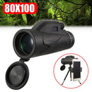 80X100 Zoom Optical HD Lens Monocular Telescope+ Tripod+Clip For Cell Phone bs