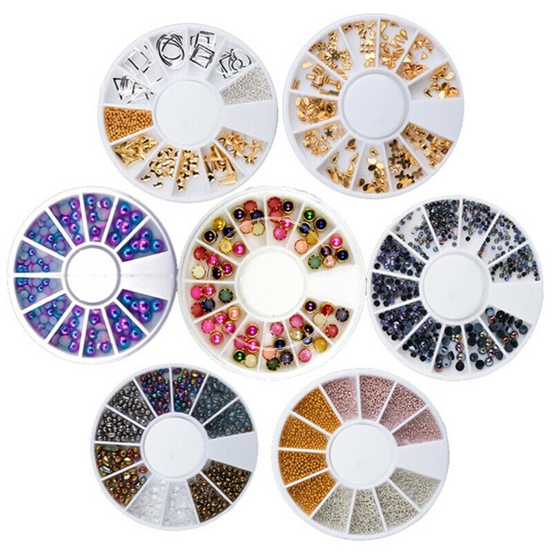 Nail Art Jewelry 12 Grid Disc Hollow Alloy Color Gravel Rivet Rhinestone Ma A2R6