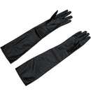 Women's/Ladies' Long Soft Artificial Leather Gloves--Black E9H6