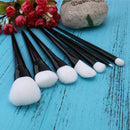 Pro 7Pcs Makeup Brushes Set Black White Powder Foundation Blush Brush Tool