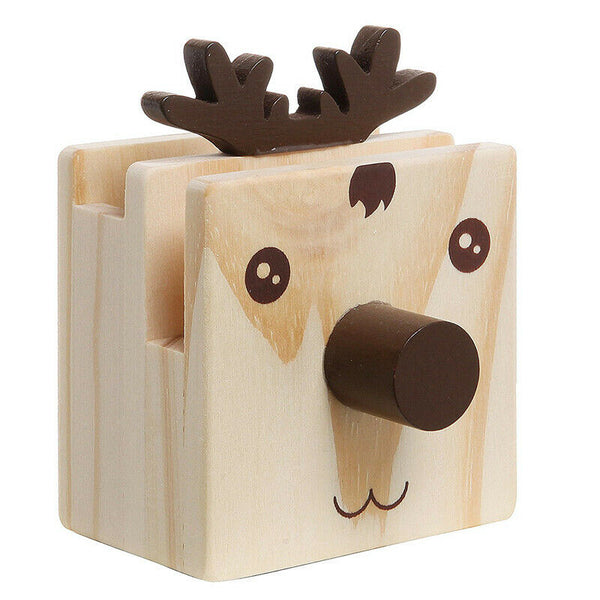 Humorous Reindeer Design Wood Desktop Pencil Cup Organizer / Novelty Eyegla E6M5