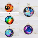 Unisex Galaxy Nebulas Universe Glass Dome Cabochon Pendant Chain Necklace Gift