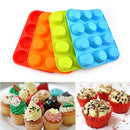 12 Cup Silicone Muffin Cupcake Baking Pan Non Stick Dishwasher MicrowavME
