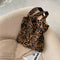 Women Corduroy Handbag Animal Print Big Capacity Shoulder Bag (Leopard)