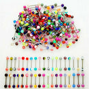 30Pcs Stainless Steel Ball Tongue Bars Rings Barbell Chic Jewelry